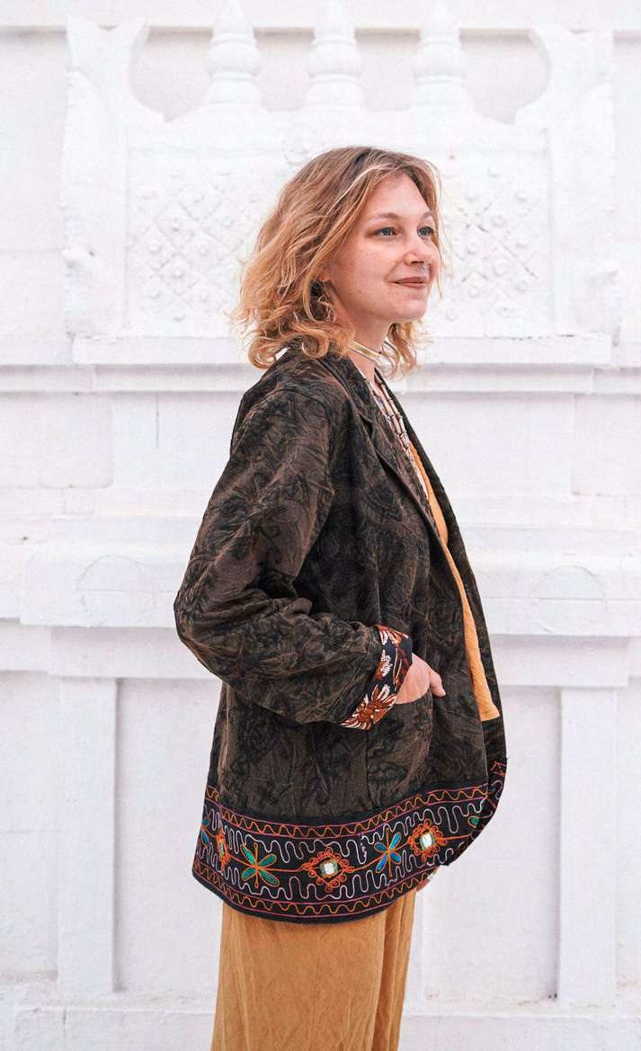 Coat 03, mirror-embroidery border detail