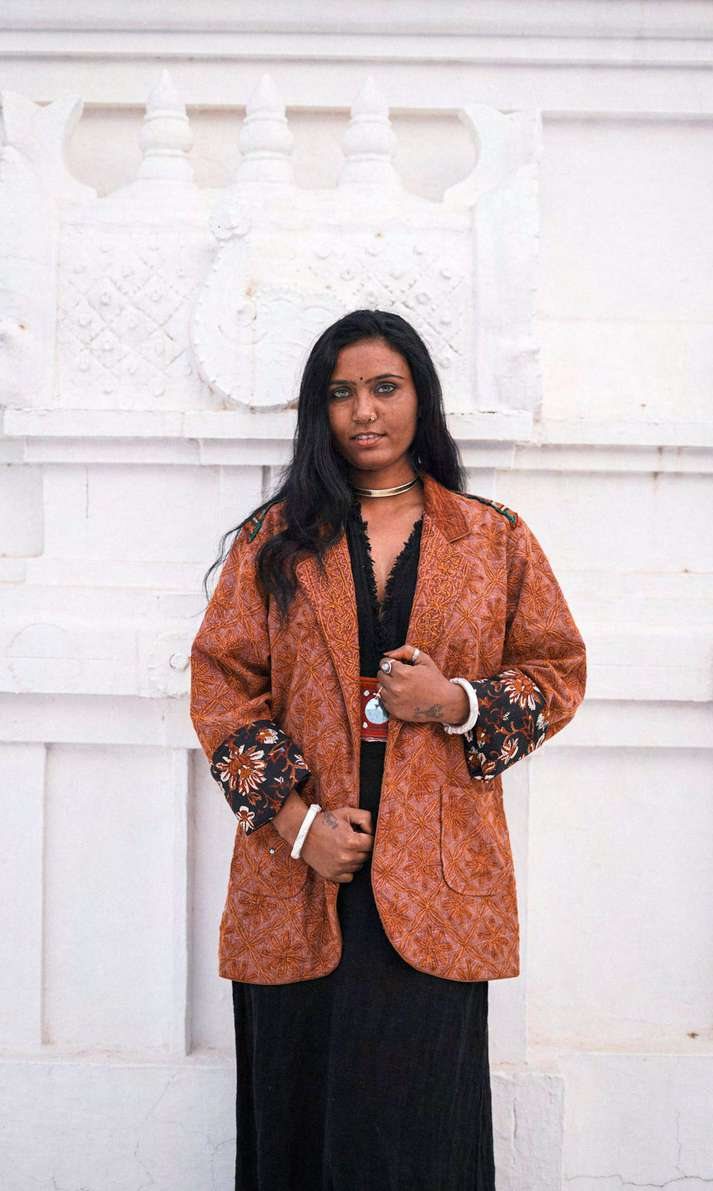 Coat 04, mirror-embroidery back panel mandala