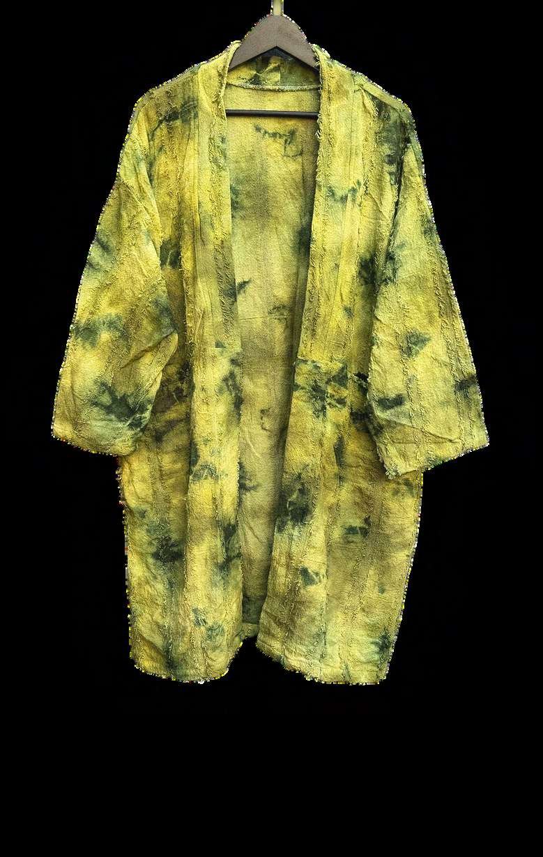 Wizard Cloak 11, green shibori jute robe